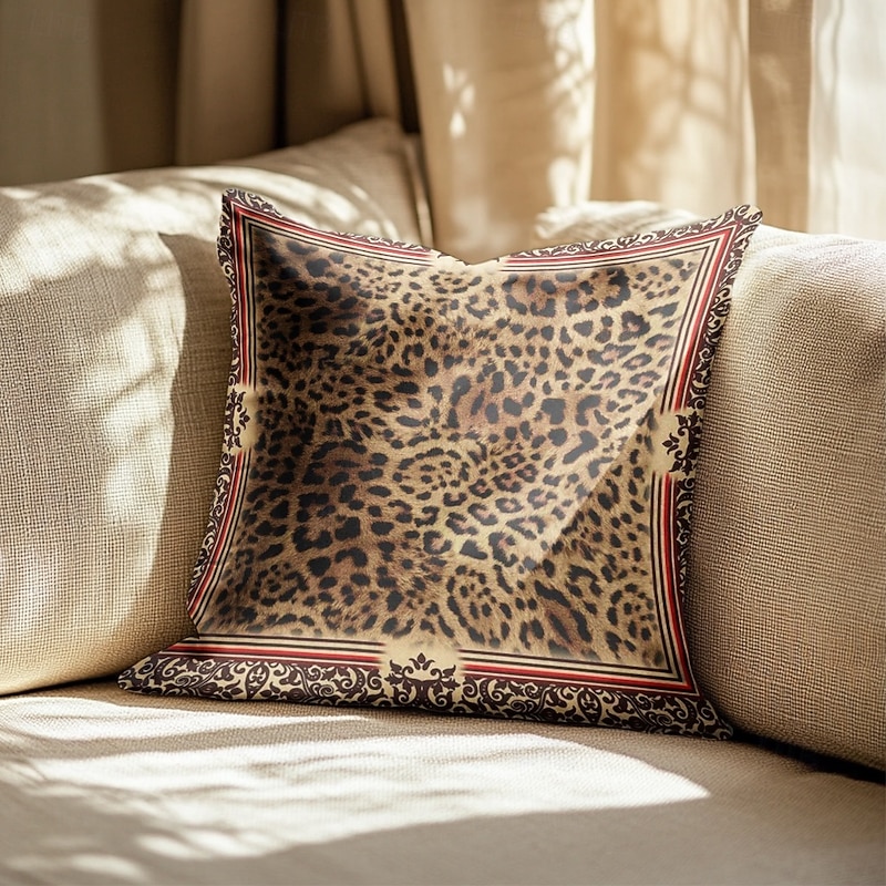 Animal Print Double Side Pillow Cover 2PC Soft Decorative Square Cushion Case Pillowcase for Bedroom Livingroom Sofa Couch Chair - Main Image