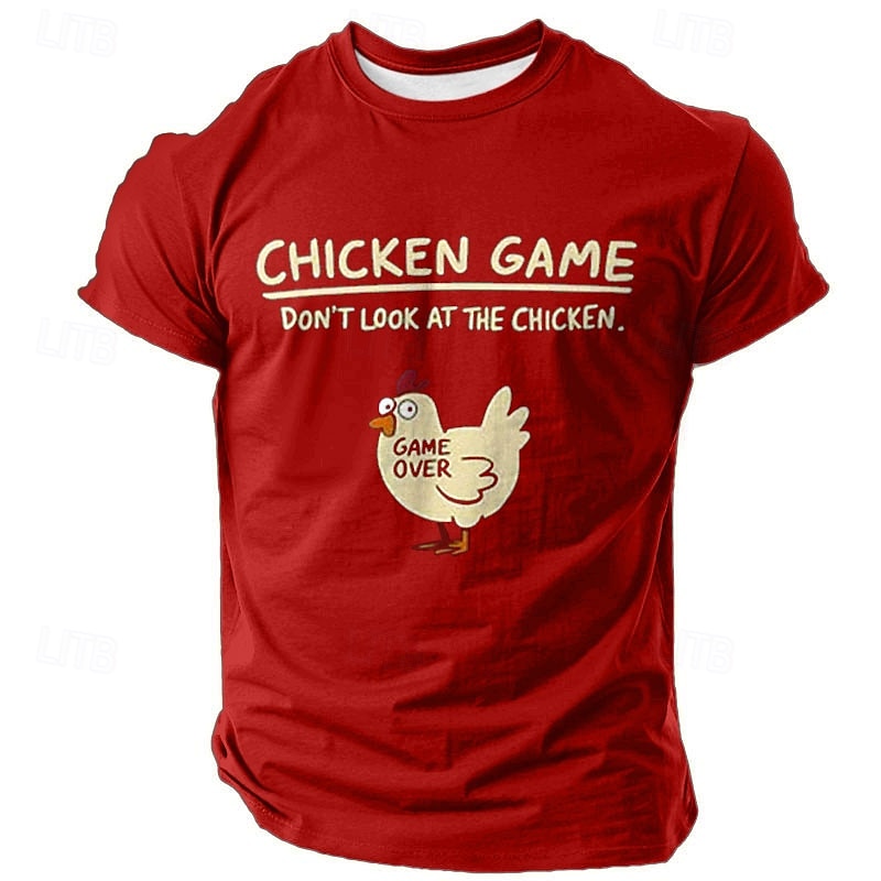 Men's Funny Graphic T-Shirt - Chicken Game Don't Look At The Chicken Humor Short Sleeve Tee