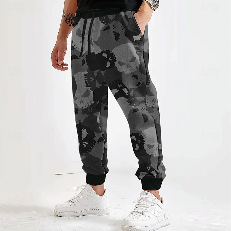 Men's Camouflage Sweatpants Joggers Trousers Mid Waist Drawstring Elastic Waist Active Vintage Casual Outdoor Street Dailywear Pocket Spring Fall Winter 3D Print Green Gray
