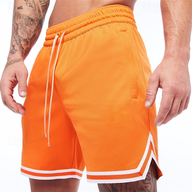 Men's Shorts Casual Shorts Gym Shorts Mesh Shorts Pocket Drawstring Elastic Waist Plain Comfort Breathable Short Outdoor Daily Gym Sports Athletic Black Blue