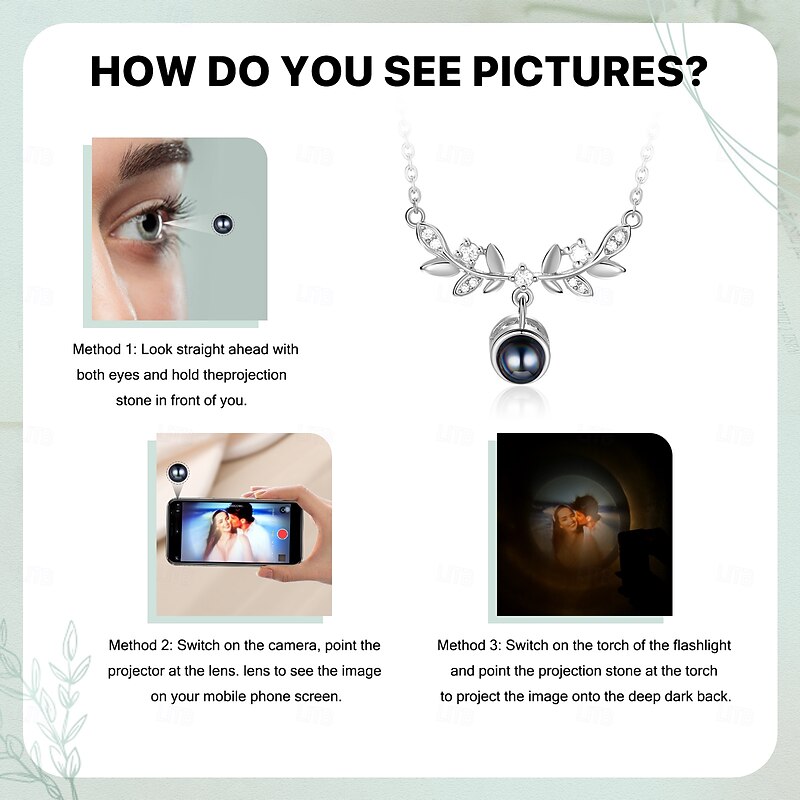 Personalized Projection Necklace Custom Best Gift for Mom Wedding Gift for Lovers Copper Pendant with Photo Projection Stone4