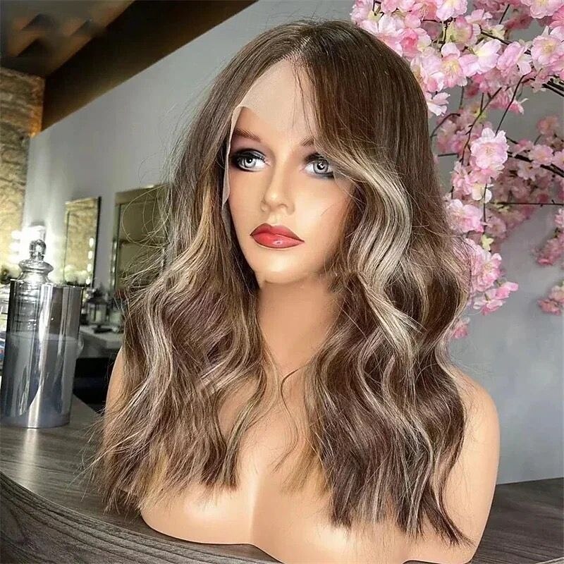 Remy Human Hair 5x5 Closure 13x4 Lace Front Wig Middle Part Brazilian Hair Wavy Blonde Multi-color Wig 130% 150% Density with Baby Hair Ombre Hair Highlighted / Balayage Hair Natural Hairline Glueless4