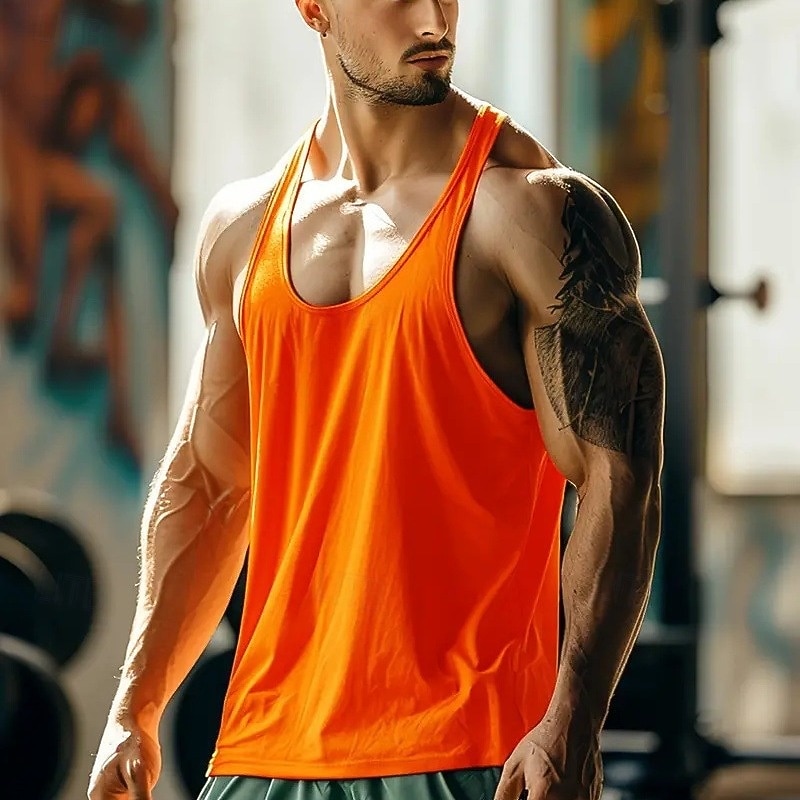 Men's Tank Top Vest Top Undershirt Sleeveless Shirt Sleeveless U Neck Spring & Summer Plain Fashion Designer Vacation Street Going out Black White Navy Blue Top Tee for Men