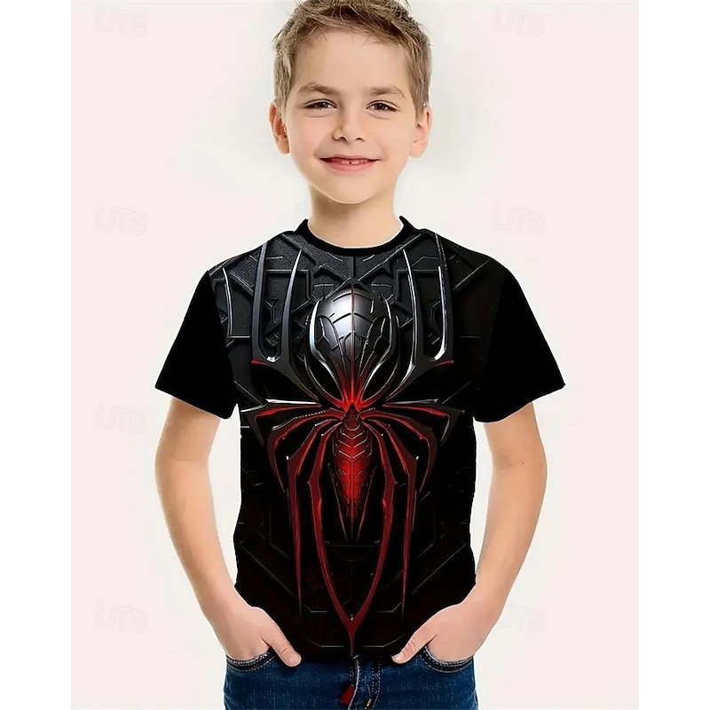 Boys 3D Graphic Spider T shirt Tee Short Sleeve Summer Spring Fashion Basic Kids 4-12 Years Crew Neck Outdoor Casual Daily Regular Fit