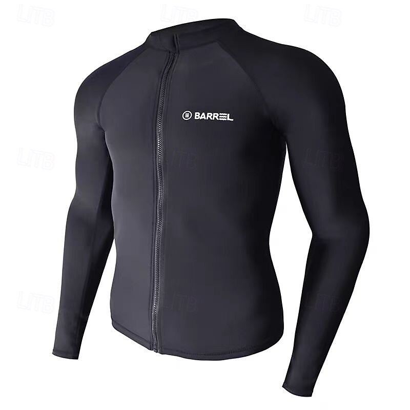 Men's Swim Shirt Lightweight Long Sleeve Swimwear Swimsuit Front Zip Swimming Surfing Beach Water Sports Printed Summer Spring Autumn2