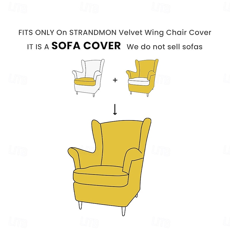 Velvet Wing Chair Cover Solid Color Quilted Slipcovers STANDcover LITB PRIME cover2