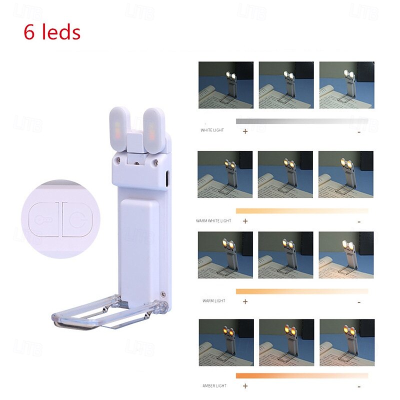 Book Light LED USB Rechargeable Reading Light Eye Protection Night Light Portable Clip Desk Light Bookmark Read Light 1/2pcs3