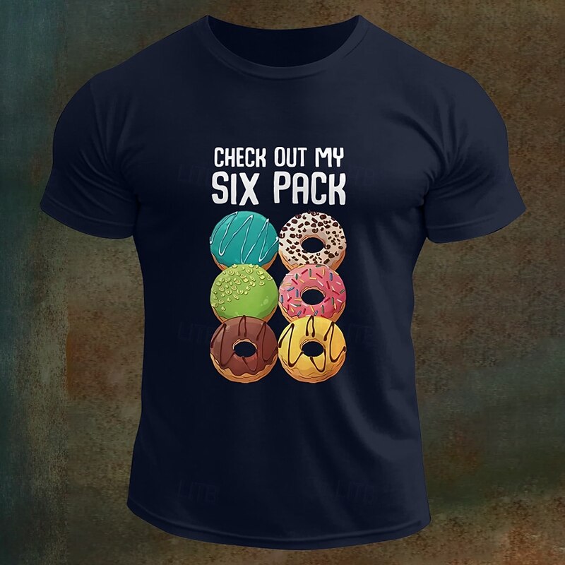 Men's Letter Printed Funny Donuts T Shirt Tee Top 100% Cotton Short Sleeve Graphic Shirt Black White Army Green Comfortable Tee Vacation Street Fashion Designer Clothing3