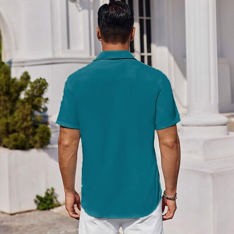 Men's Color Block Wine Glass Casual Shirt Bowling Shirt Button Up Shirt Short Sleeve Artistic Abstract Causal Casual Spring Fall Turndown Button Up Green2