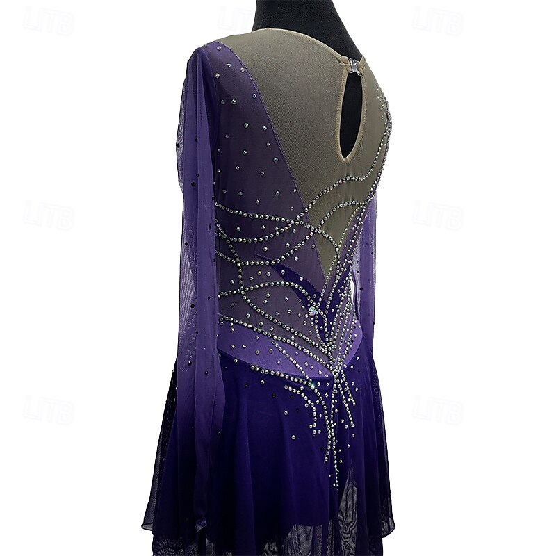 Customized Adult and Child Figure Skating Costumes with Spandex Netting Examination Performance Suits for Competitions Training Purple Skirt for Female Performers3