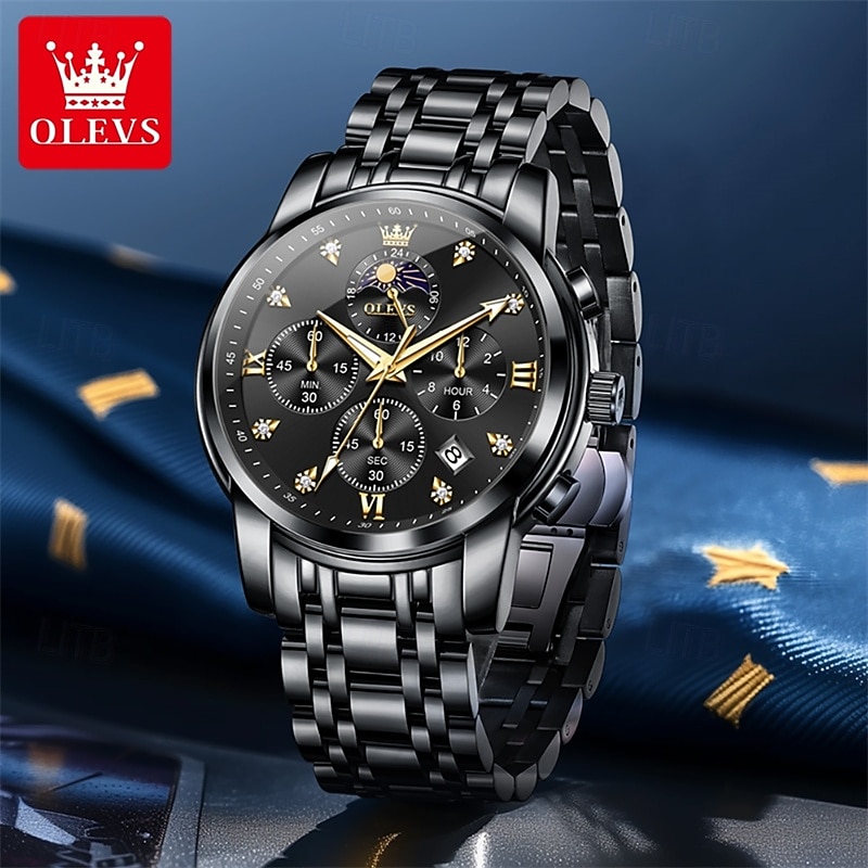 New Olevs Brand Stainless Steel Band Men'S Business Watch Calendar Luminous Chronograph Multifunction Simple Leisure Quartz Watch Fashion Waterproof Sports Men'S Wristwatch2