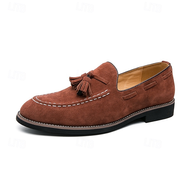 Men's Suede Tassel Loafers – Elegant Slip-On Dress Shoes, Comfortable and Stylish, Perfect for Business, Casual Events, and Formal Occasions4