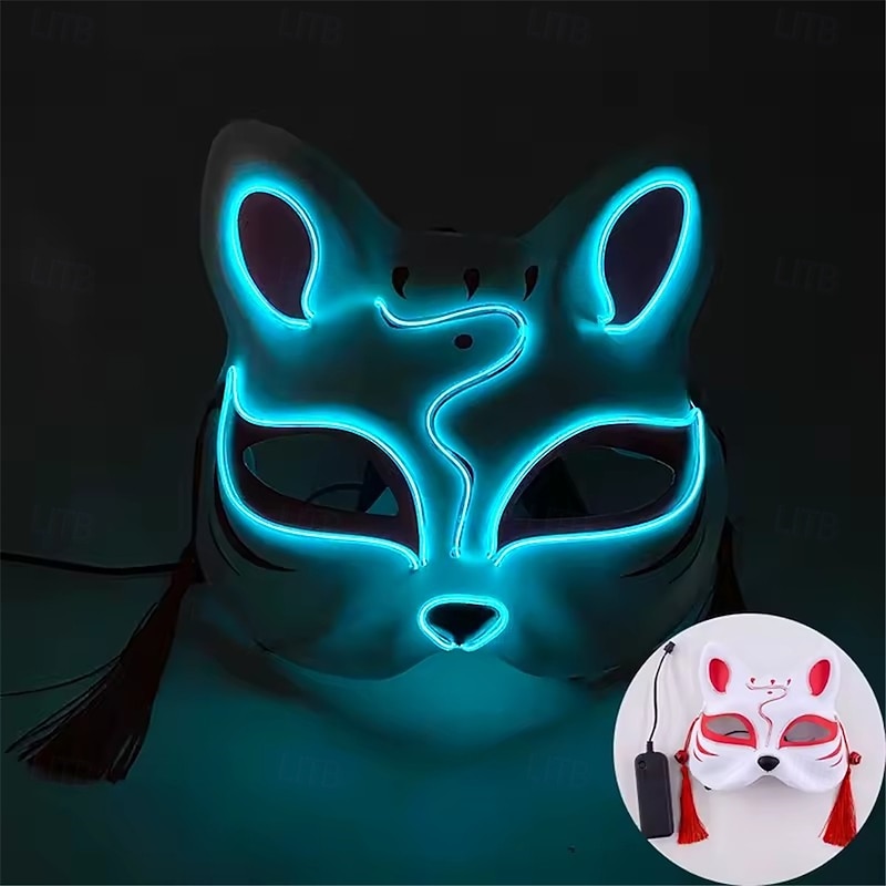 Carnival LED Fox Luminous Mask - Festival Party Light Up Decoration Prop, Internet Celebrity Live Streaming Gift AA Batteries Powered - 1PC3