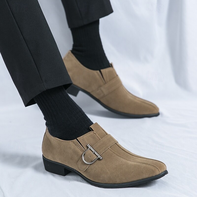 Men's Suede Buckle Strap Dress Shoes – Classic Formal Style, Comfortable Fit, Ideal for Business, Weddings and Evening Events3