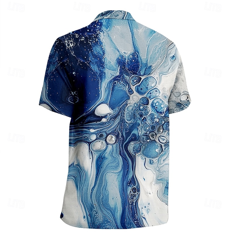 Men's Nautical Summer Hawaiian Shirt Aloha Shirt Long Sleeve Hawaiian Resort Vacation Daily Summer Spring Stand Collar Blue2