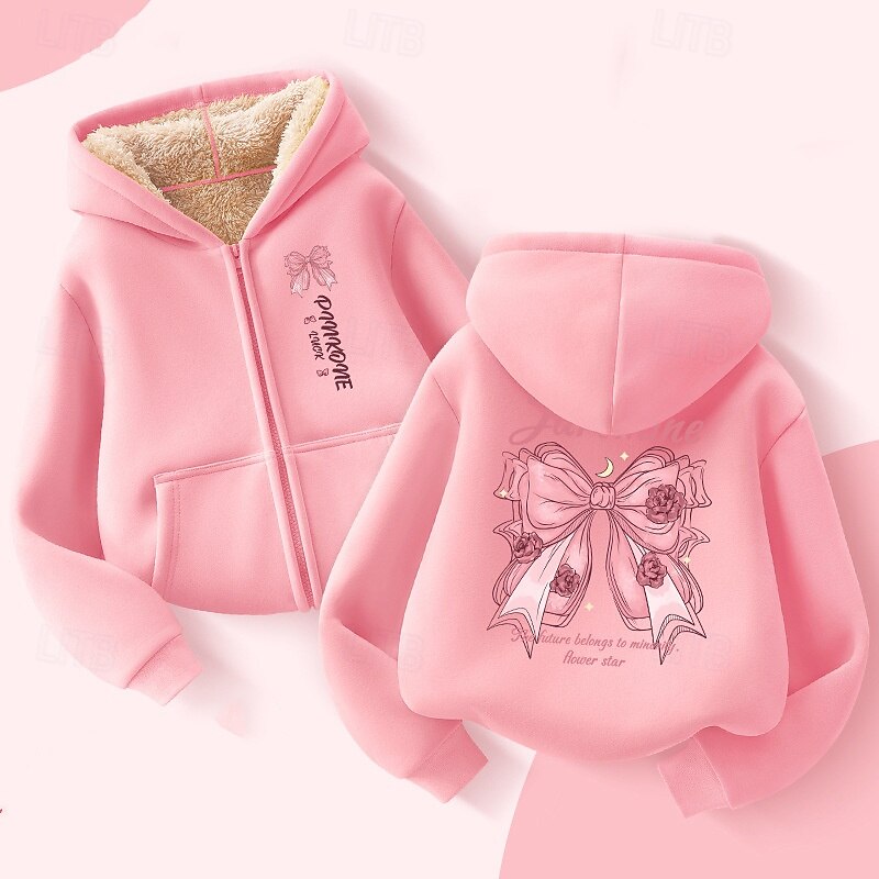 Kids Girls' Hoodie Graphic Long Sleeve Zipper Pocket Fall Winter Fashion Daily Polyester Outdoor Casual Tailored Fit2