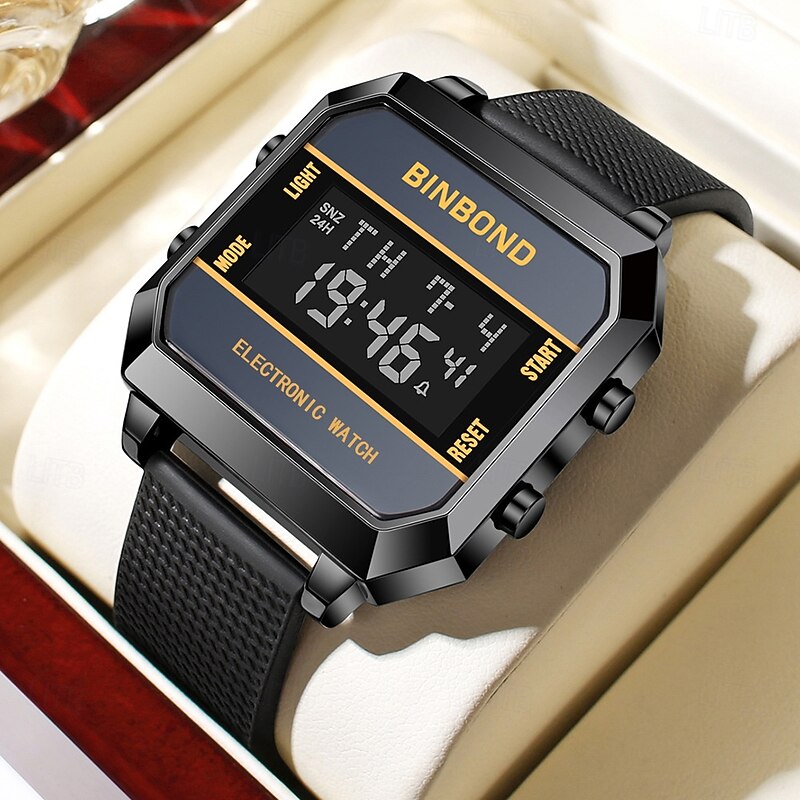 BINBOND Women Men Digital Watch Outdoor Sports Fashion Wristwatch Luminous Calendar Date Waterproof Silicone Watch