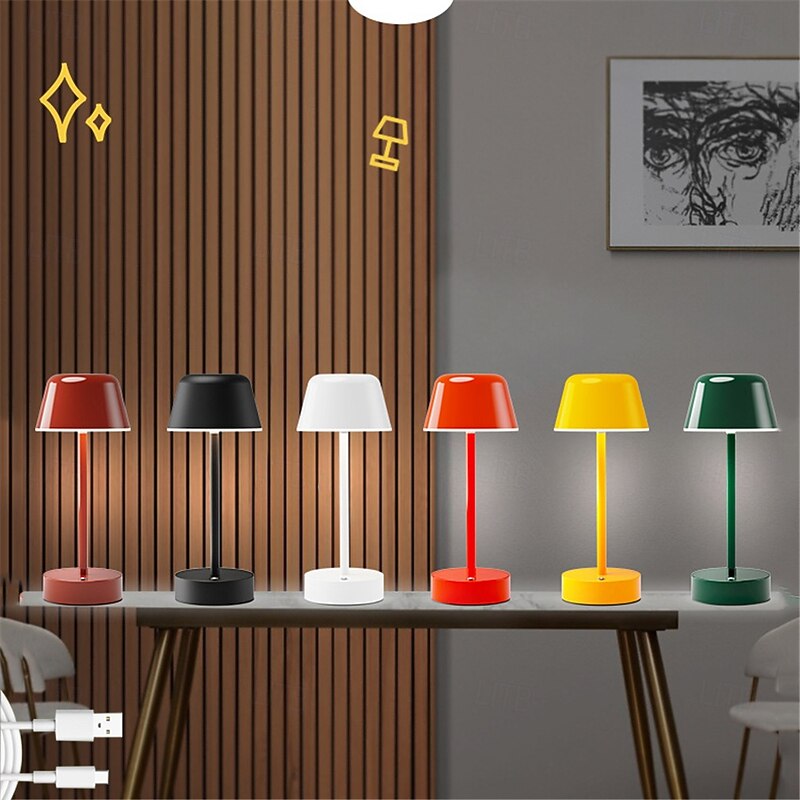 USB Rechargeable Modern Metal Desk Lamp - Stylish Atmosphere Table Light for Living Room Bedroom Bedhead Nightlight Ornament Lighting 1PC2