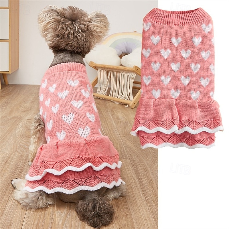 Dog Sweater Dress Cute Sweet Winter Warm Fashion Comfortable Outdoor Dailywear Indoor Dog Clothing for Small Medium2