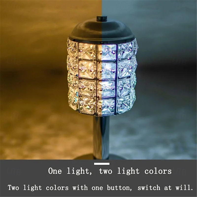 Gold LED Crystal Table Lamp - Modern Minimalist USB Rechargeable Bedside Lamp with Warm White & Dual Color Temperature for Bedroom, Cafe, and Restaurant Decor4