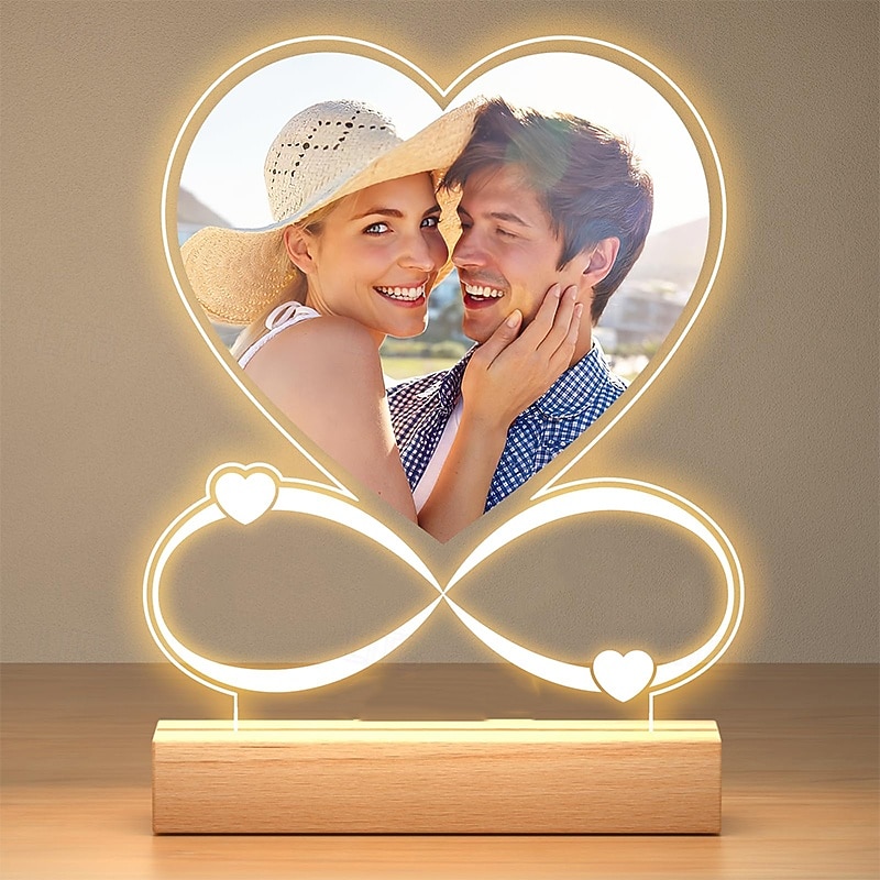 Personalized Light Up Photo Frame Heart Shaped Valentines Night Lamp USB Powered Perfect for Valentine's Day Lovers Anniversary Gifts Birthday Boyfriends and Girlfriends2