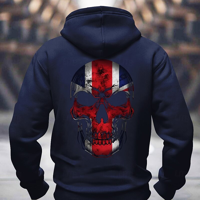 Men's Skull UK Hoodies Sweatshirt Fashion Long Sleeve Crew Neck Holiday Streetwear Black White Drawstring Fall Winter Designer2