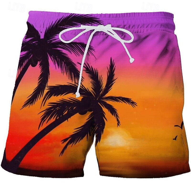 Men's Swim Trunks Swim Shorts Quick Dry Board Shorts Bathing Suit Drawstring with Pockets Swimming Surfing Beach Water Sports Gradient Stripes Summer Spring