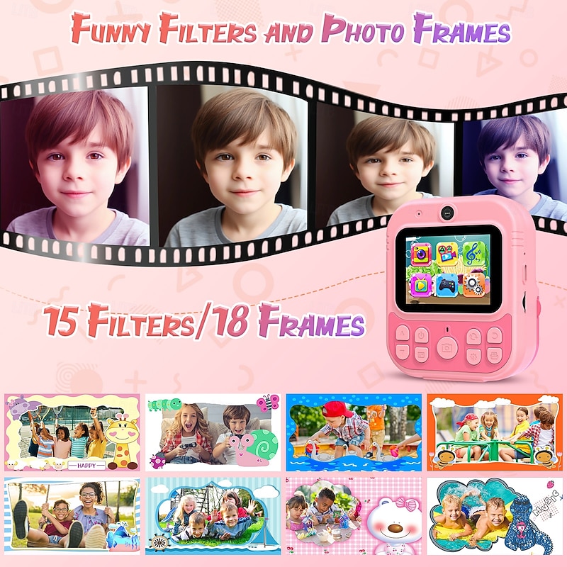 Instant Print Camera for Kids HD 1080P Print Camera for Kids Digital Camera With 3 Rolls Print Paper for  Toys Boy Girls Christmas Gift2