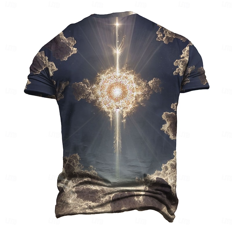 Men's Cross T Shirt Short Sleeve T shirt 3D Print Crew Neck Shirt Exaggerated Designer Party Holiday Club Gray Summer Spring Clothing Apparel S M L XL XXL XXXL2