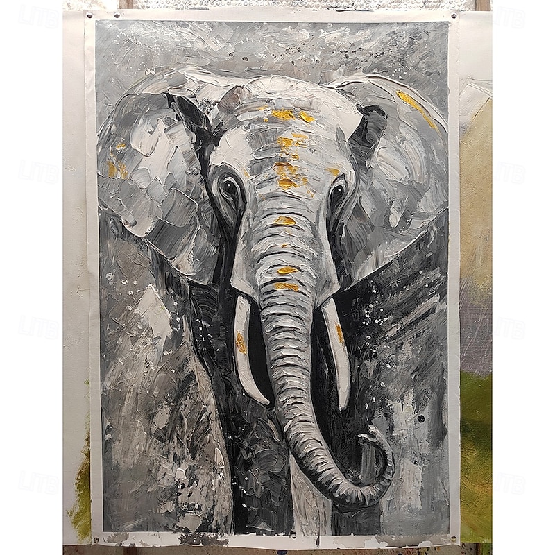 Mintura Handmade Abstract Elephant Animal Oil Paintings On Canvas Modern Wall Art Room Decoration Picture For Home Decor Rolled Frameless Unstretched Painting3