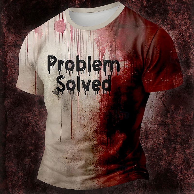Men's Blood Splatter Blood stains T Shirt Short Sleeve T shirt 3D Print Crew Neck Shirt Designer Gothic Party Street Casual Red Khaki Summer Spring Clothing Apparel S M L XL XXL XXXL