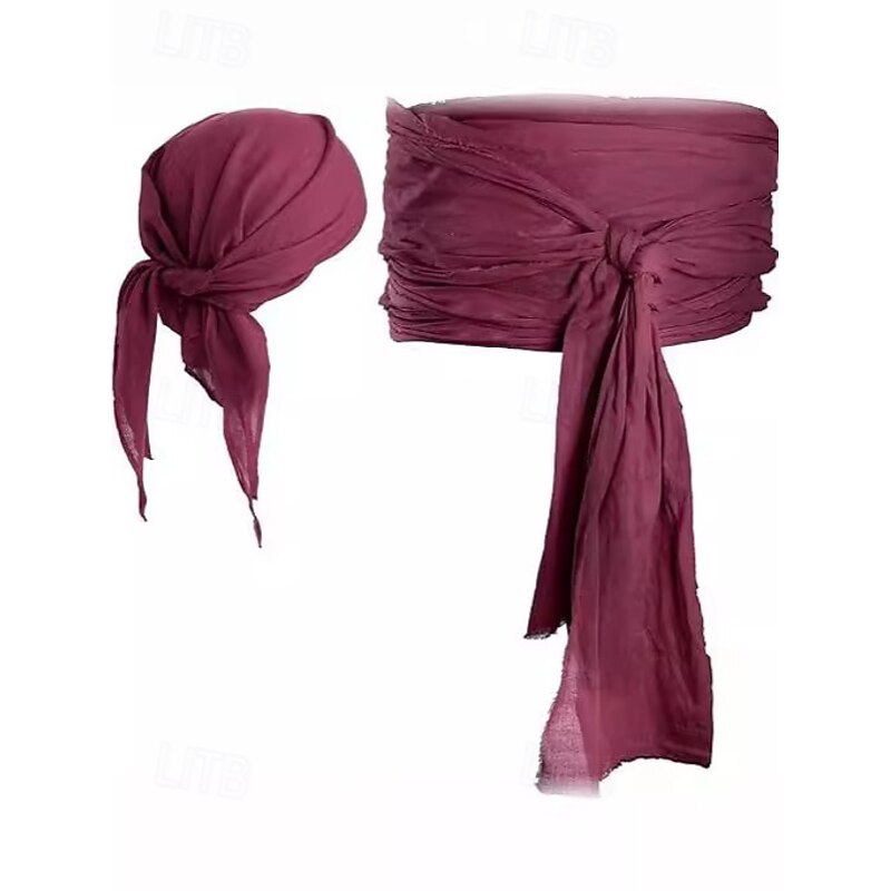 Retro Vintage Medieval Renaissance Headpiece Waist Belt Shirt Pirate Viking Solid Color Fancy Dress Men's Pirate Halloween Carnival Masquerade Performance Masquerade LARP Adults' Shirt More3