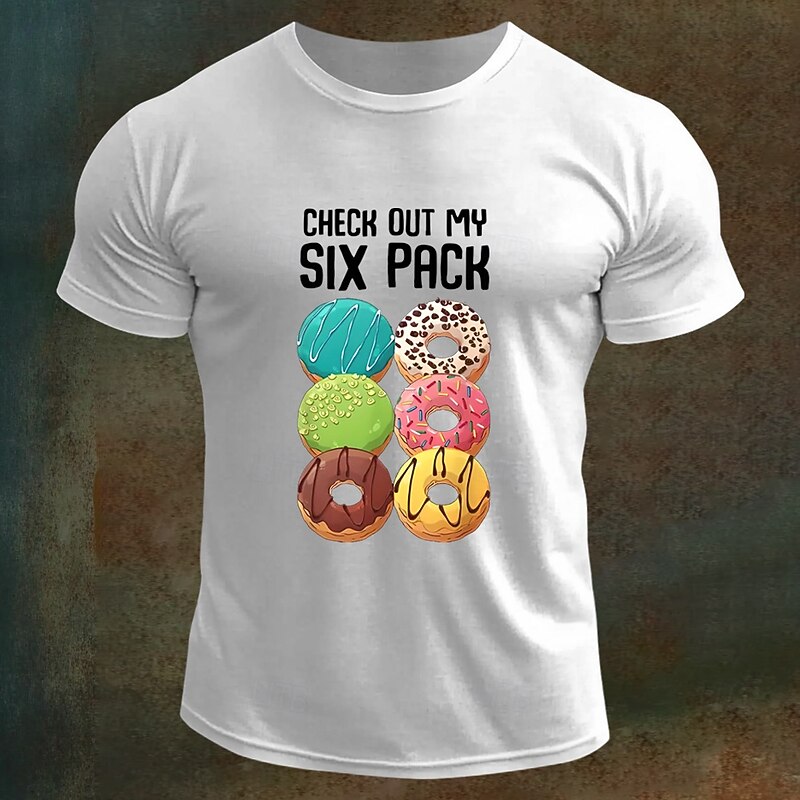 Men's Letter Printed Funny Donuts T Shirt Tee Top 100% Cotton Short Sleeve Graphic Shirt Black White Army Green Comfortable Tee Vacation Street Fashion Designer Clothing