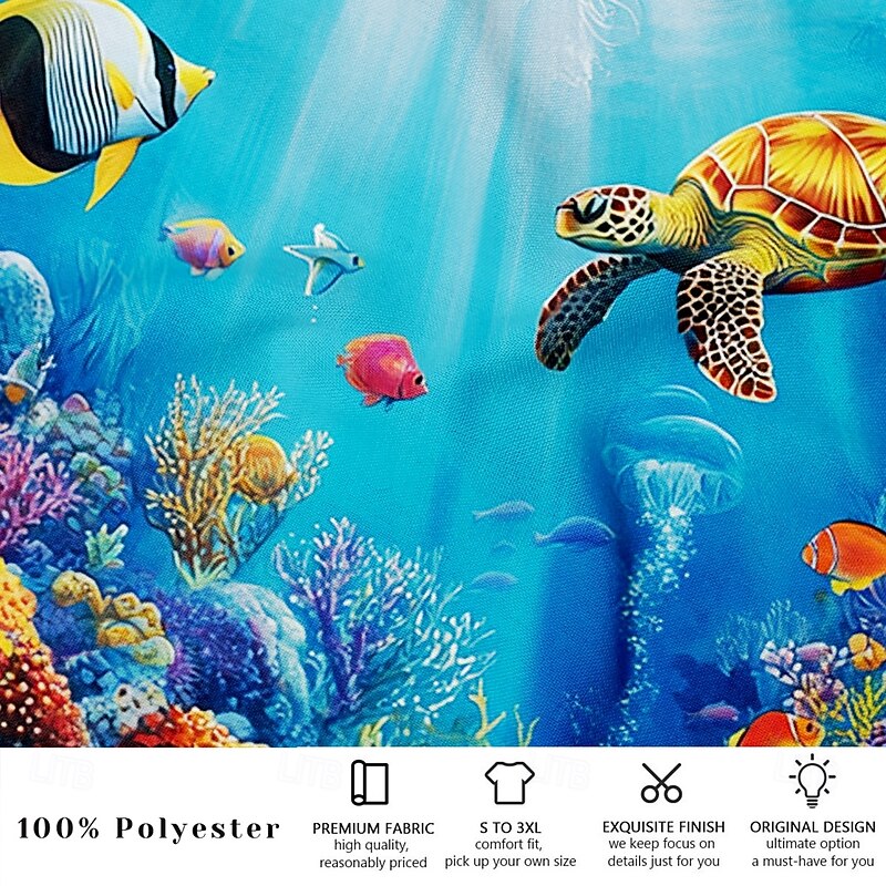 Men's Ocean Turtle Sea Creatures Swim Trunks Swim Shorts Board Shorts Mid Waist Fashion Designer Surfing Holiday Beach Drawstring Pocket Elastic Waist Designer Clothing Apparel3