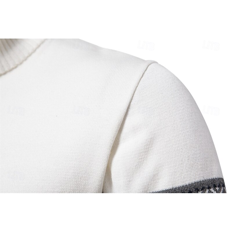 Men's Sweater White Dark Navy Navy Blue Long Sleeve Top Golf Attire Clothes Outfits Wear Apparel2