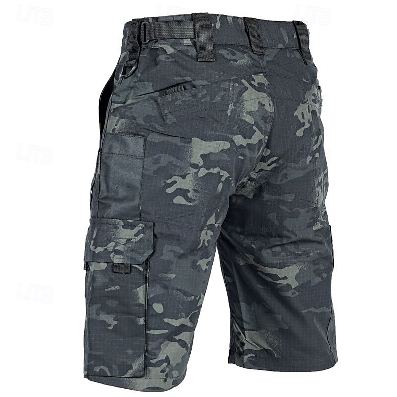 Men's Tactical Shorts Cargo Shorts Camping Shorts Shorts Hiking Shorts Elastic Waist Multi Pocket Plain Waterproof Wearable Knee Length Outdoor Casual Daily Fashion Streetwear Camouflage Black2