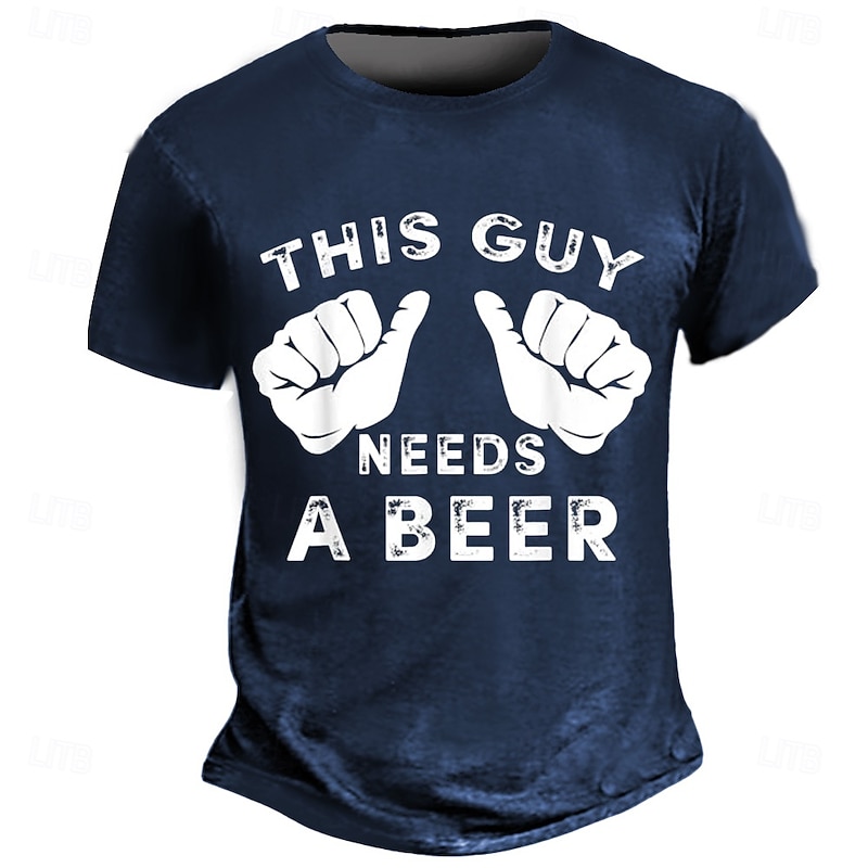 Men's Beer Funny Slang T Shirt Short Sleeve T shirt 3D Print Crew Neck Shirt Fashion Daily Street Daily Blue Green Gray Summer Spring Clothing Apparel S M L XL XXL XXXL
