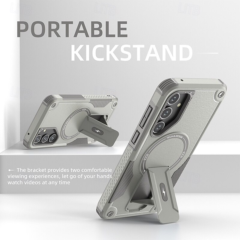 Phone Case For Samsung Galaxy S25 S24 Ultra Plus A35 5G Back Cover with Stand Holder Shockproof Retro PC4