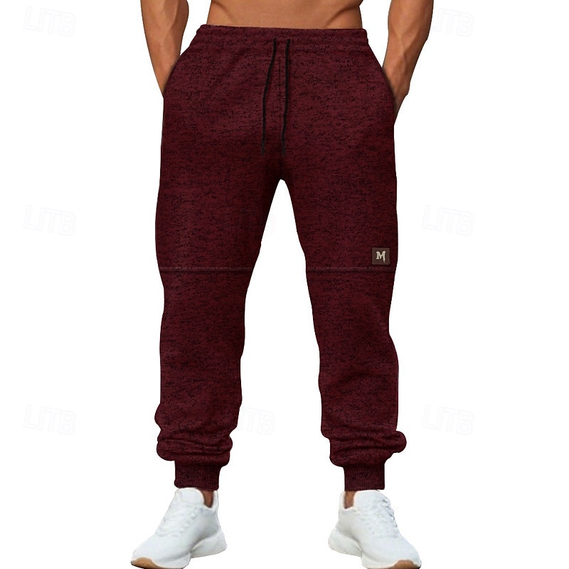 Men's Athletic Pants Sweatpants Joggers Trousers Pocket Drawstring Elastic Waist Plain Comfort Sports Outdoor Daily Fashion Casual ArmyGreen Wine Micro-elastic2