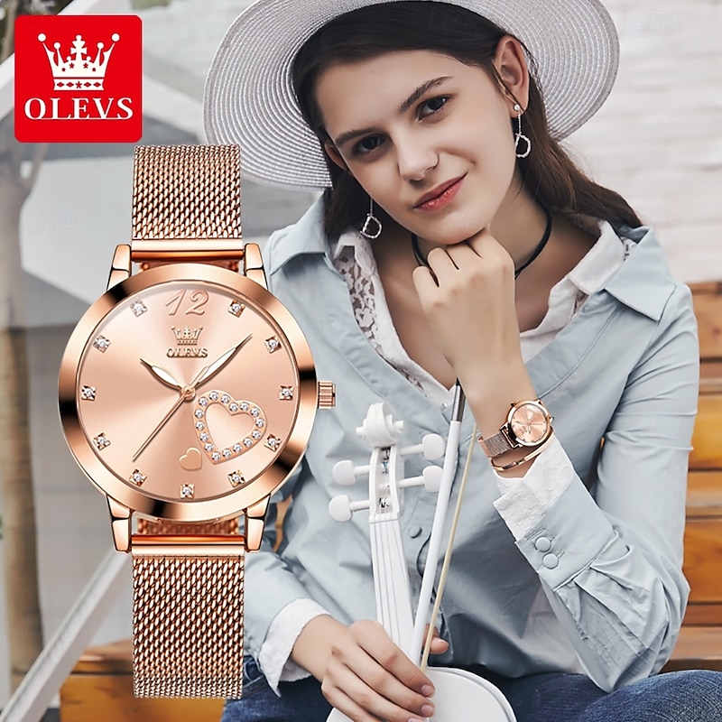 OLEVS Women Quartz Watch Fashion Casual Wristwatch Luminous Waterproof Decoration Stainless Steel Watch