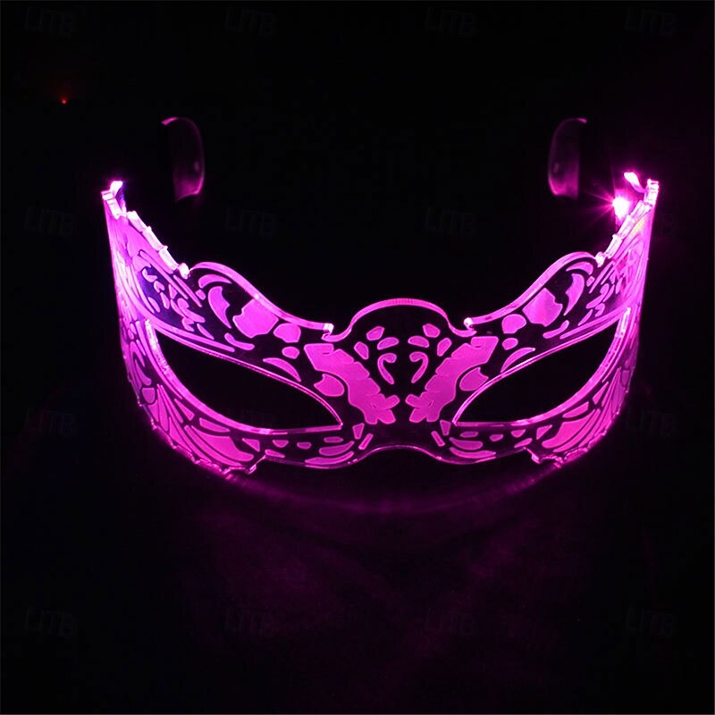 Acrylic LED Glasses Mask- Lighted Up Festive Party Cheer Butterfly Glasses, KTV Bar Glasses with Colorful Changes Button Battery Powered - 1PC3