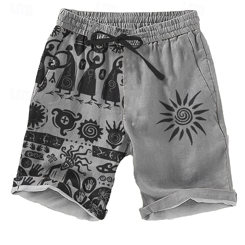 Men's Sun Ethnic Kokopelli Shorts Beach Shorts Casual Shorts Mid Waist Vacation Streetwear Hawaiian Outdoor Casual Holiday Drawstring Side Pockets Designer Clothing Apparel4