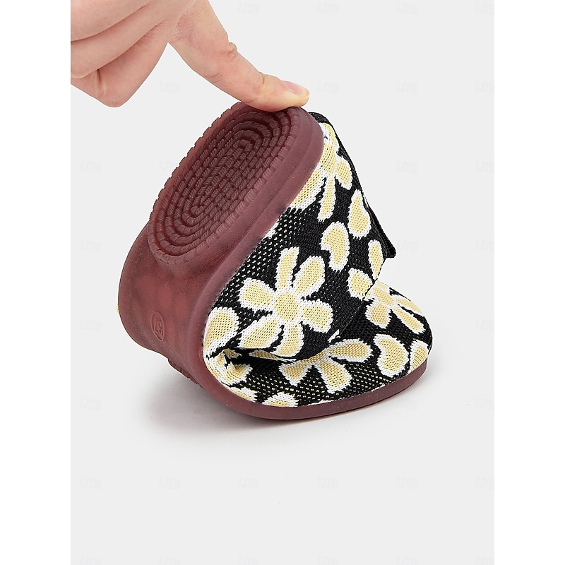 Women's Breathable Black Floral Slip-On Barefoot Flats with Soft Sole - Perfect for Everyday Wear 10