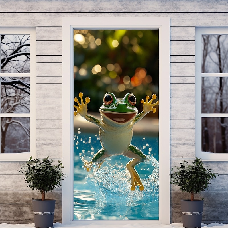 Animal Door Decorations Door Covers Summer Vibe Frog Door Tapestry Door Curtain Decoration Backdrop Indoor/Outdoor Door Banner for Front Door Farmhouse4