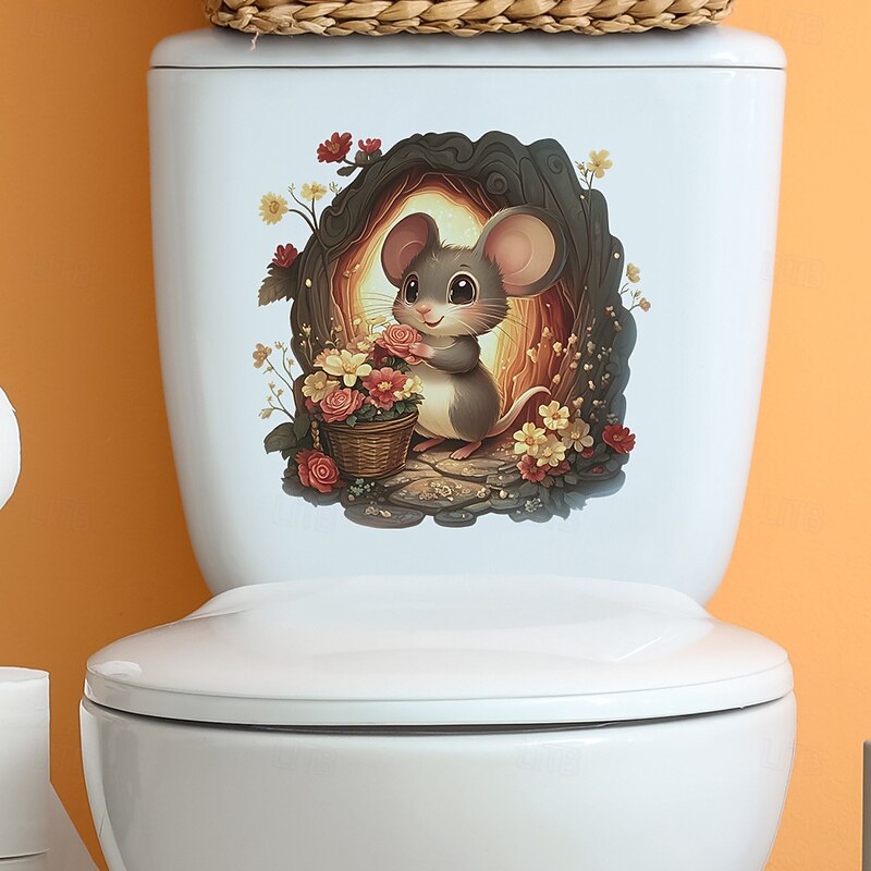 Valentine's Day Cute Mouse Bathroom Toilet Seat Cover Decorative Sticker4