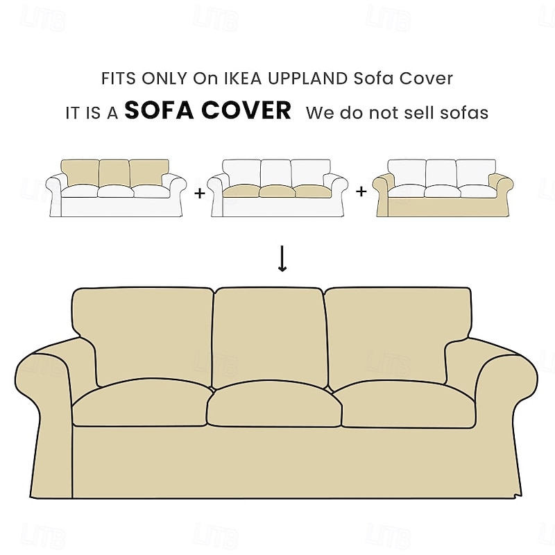 Sofa Cover 100% Cotton 3 Seat Sofa Sllipcover Solid Color Quilted Slipcovers  UPPcover LITB PRIME cover2