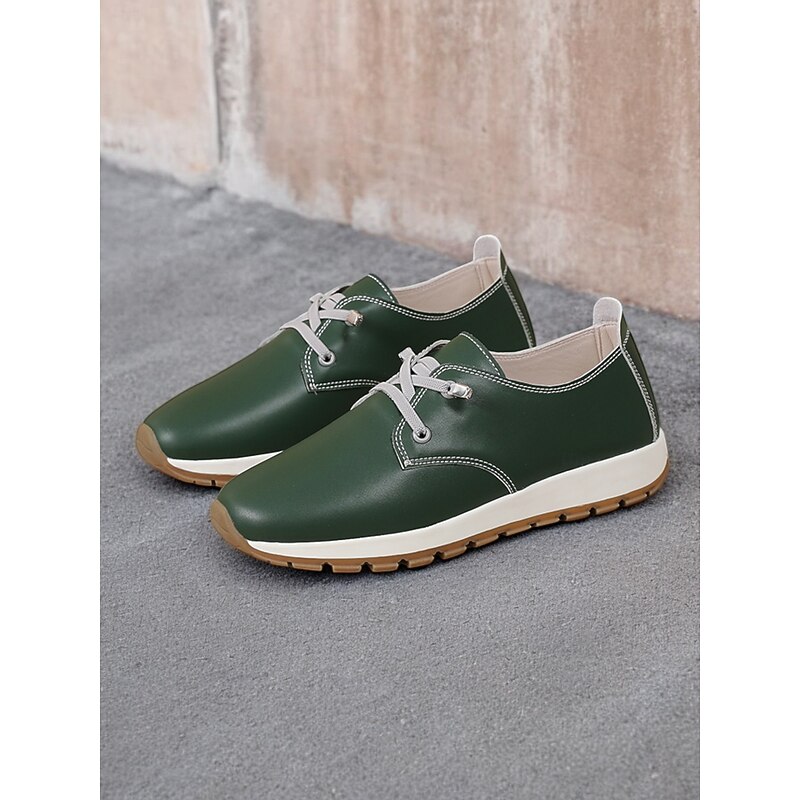 Women's Brown Faux Leather Lace-up Sneakers - Perfect for Walking and Casual Occasions4