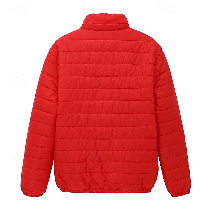 Men's Winter Coat Puffer Jacket Quilted Jacket Transition Jacket Pocket Cotton Pocket Vacation Daily Wear Date Regular Fashion Casual Comfortable Thermal Warm Fall & Winter Solid / Plain Color Black3