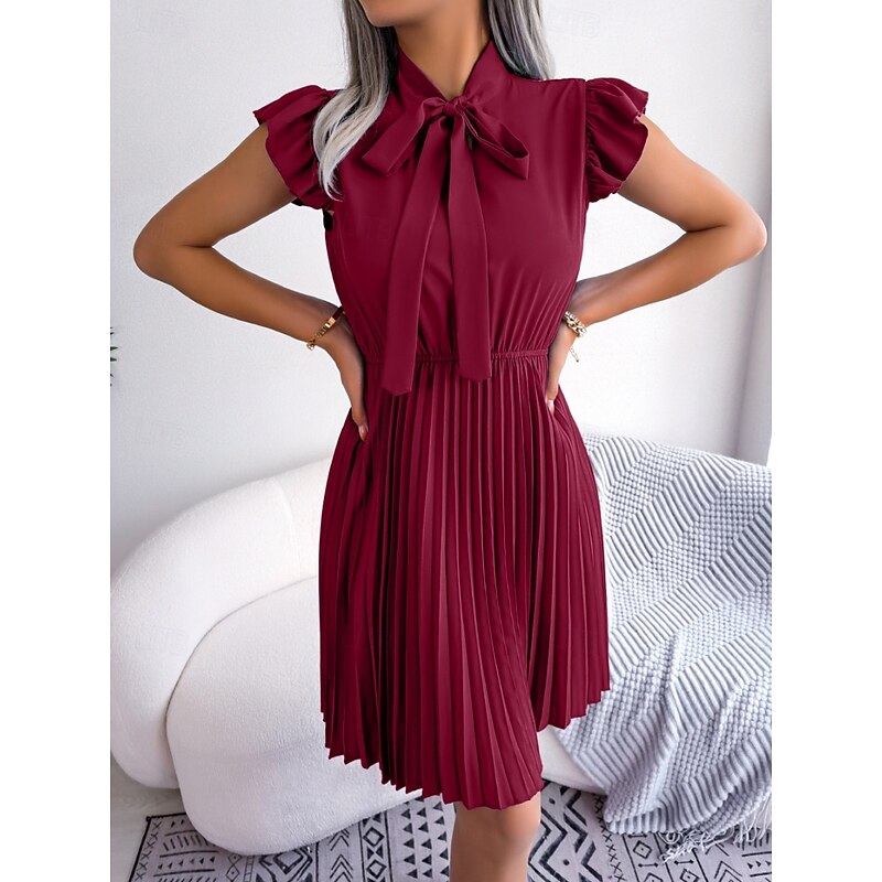 Women's Mini Dress Casual Dress A Line Dress Stylish Basic Casual Vacation Daily Regular Fit Plain Sleeveless Stand Collar Black Wine Summer Spring4