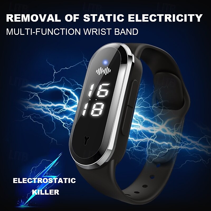 Wireless Anti-Static Wristband – Electrostatic Discharge Bracelet with Mosquito Repellent & Time Display for Winter Use